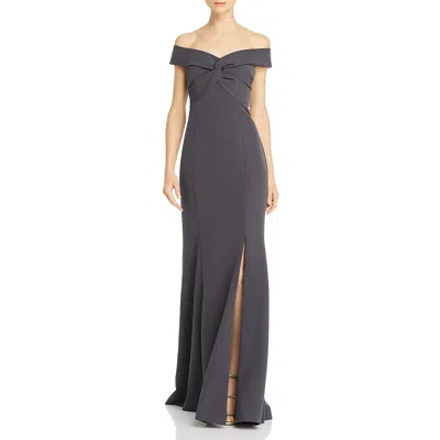 Aidan Mattox Womens Off-the-shoulder Split Hem Evening Dress In Black