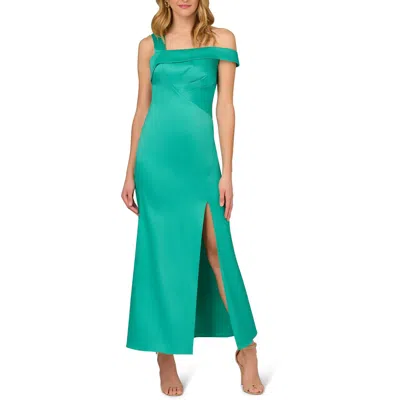 Aidan Mattox Womens One Shoulder Long Evening Dress In Multi