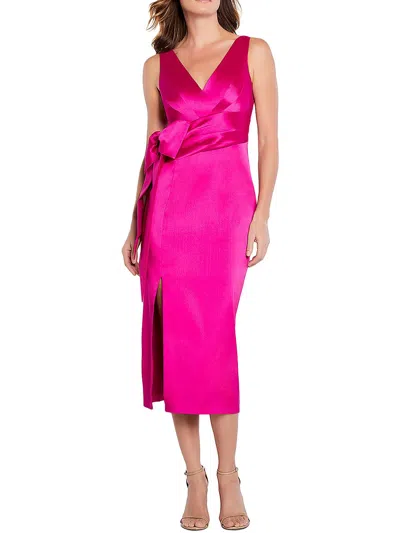 Aidan Mattox Womens Pleated Long Cocktail And Party Dress In Pink