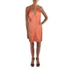 Aidan Mattox Womens Plunging Mini Cocktail And Party Dress In Orange