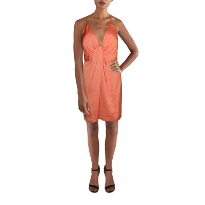 Aidan Mattox Womens Plunging Mini Cocktail And Party Dress In Orange