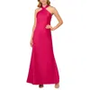 Aidan Mattox Stretch Satin Halter Mermaid Gown In Multi