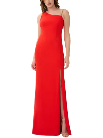 Aidan Mattox Womens Side Slit Polyester Evening Dress In Red