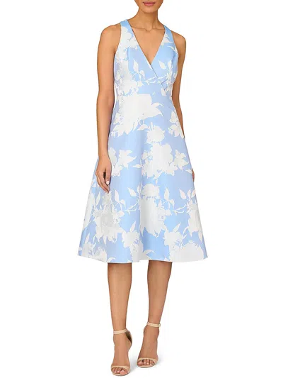 Aidan Mattox Womens Woven Floral Midi Dress In Multi