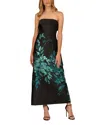 Aidan Mattox Metallic Floral Jacquard Strapless Gown In Black