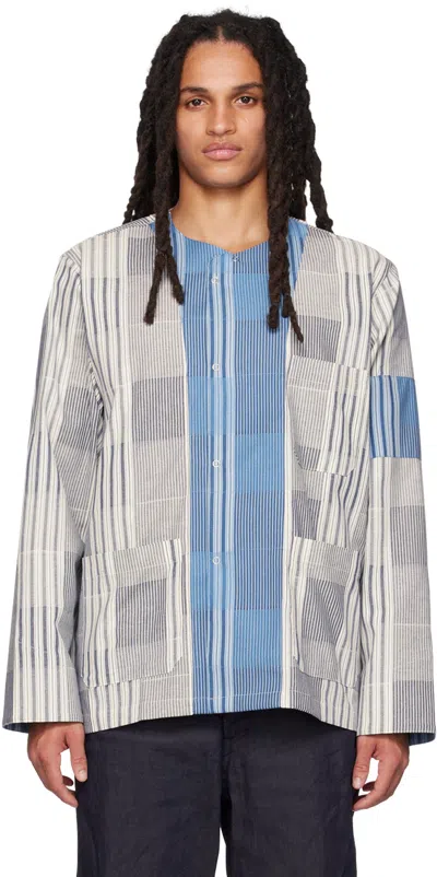 Aïe Blue & Off-white Moc Shirt In Off White