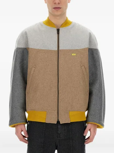 Aïe Color-block Casual Jacket With Bold Back Detail In Brown