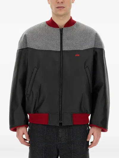 Aïe Colour-block Bomber Jacket In Black