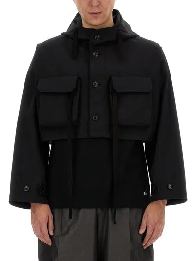 Aïe Cropped Hooded Jacket In Black