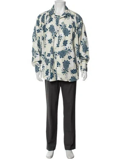 Pre-owned Aïe Floral Print Long Sleeve Shirt In Blue
