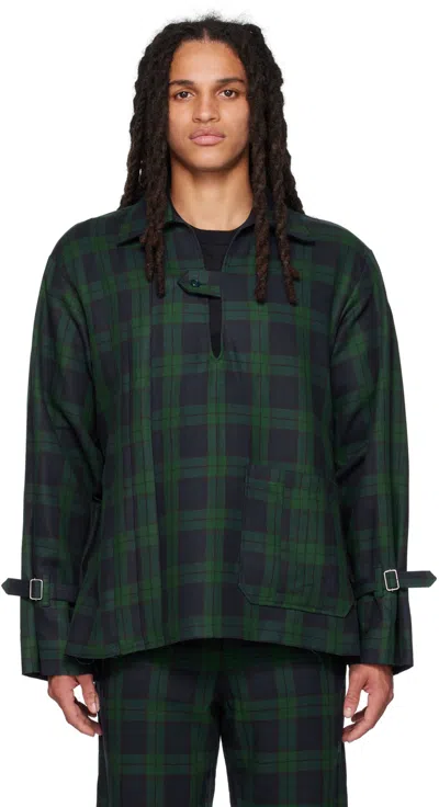 Aïe Green Raw Edge Shirt In Black