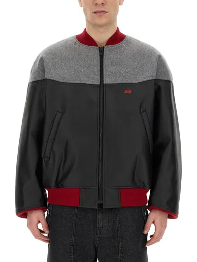 Aïe Casual Jacket With Contrasting Wool Upper In Black