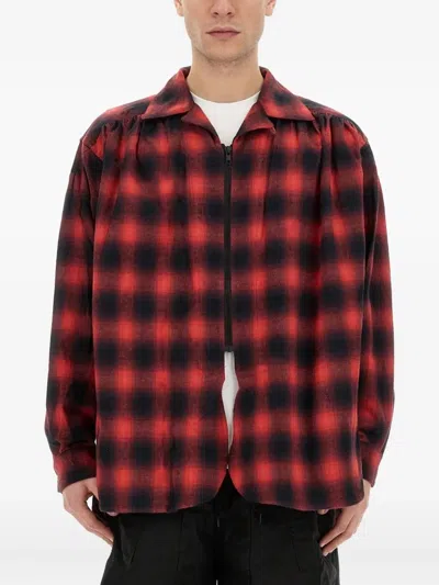 Aïe Plaid-check Zip-up Shirt In Red
