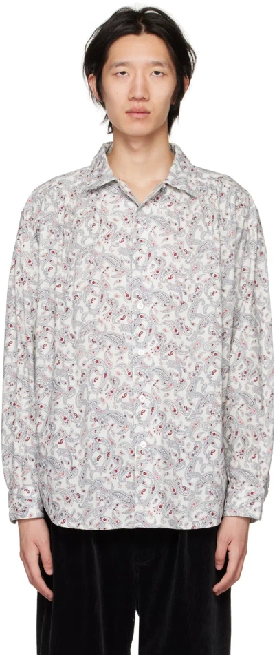 Aïe White Painter Shirt In White Paisley Print