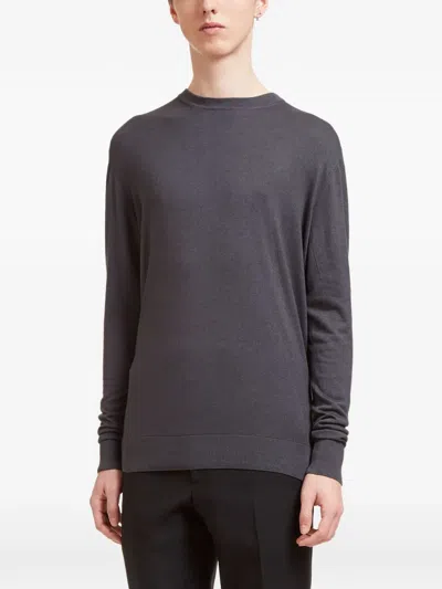 Aiezen Crew-neck Fine-weave Sweater In Gray