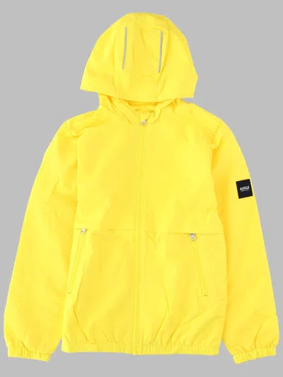 Aigle Kids Hooded Windbreaker Sports Jacket In 100% Polyester In Yellow