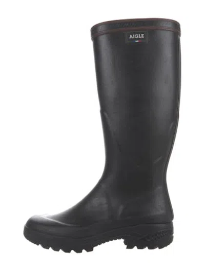 Pre-owned Aigle Rubber Rain Boots In Black