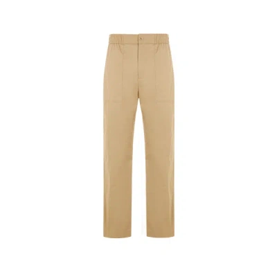 Aigle Straight Cotton Trousers In Neutral