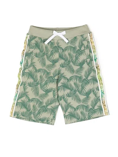 Aigner Kids' All-over Print Cotton Shorts In Green