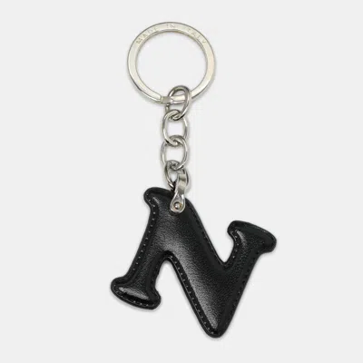 Pre-owned Aigner Alphabet Key Chain Black Leather