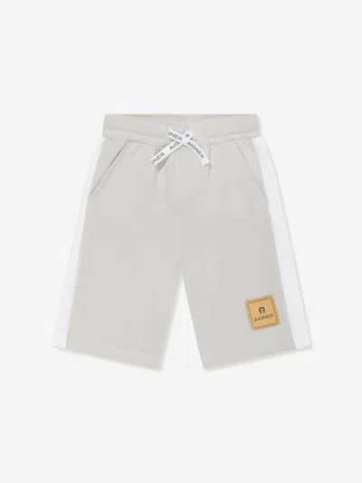 Aigner Babies' Logo-appliqué Cotton Track Shorts In Grey