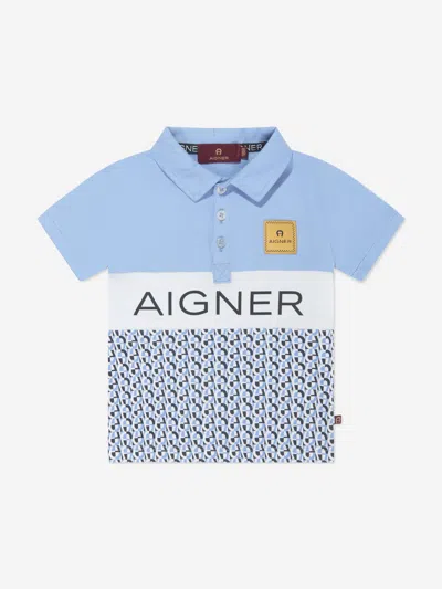 Aigner Babies' Logo-print Cotton Polo Shirt In Blue