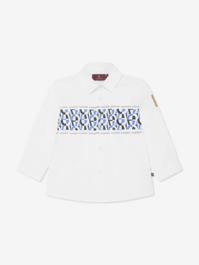 Aigner Babies' Logo-print Cotton Shirt In White