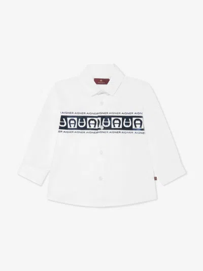 Aigner Baby Boys Logo Print Shirt In White