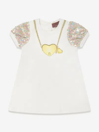 Aigner Babies' Sequin-embellished Cotton Dress In White