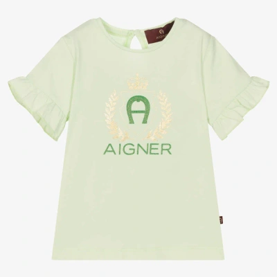 Aigner Baby Girls Green Cotton Logo T-shirt