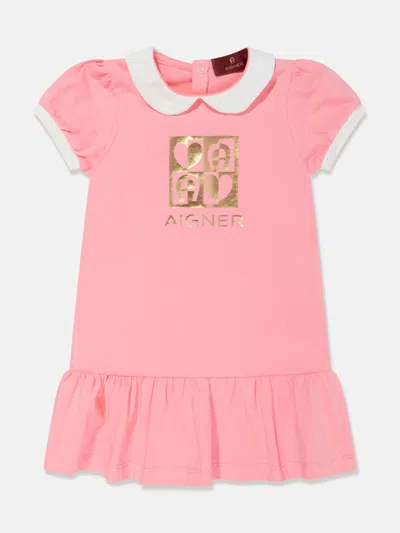 Aigner Babies' Logo-print Dress In Pink