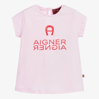 Aigner Baby Girls Pink Cotton T-shirt