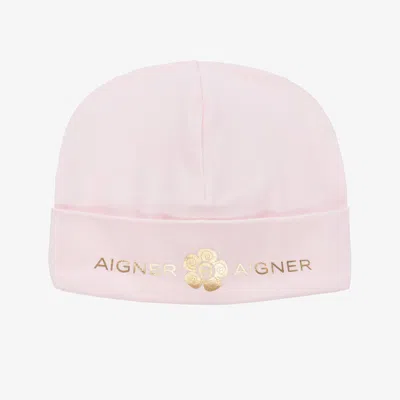 Aigner Baby Girls Pink Pima Cotton Layette Hat