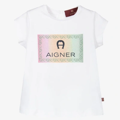 Aigner Baby Girls White Logo T-shirt