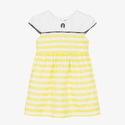 Aigner Baby Girls Yellow Striped Satin Dress