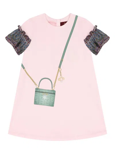 Aigner Kids' Bag-print Dress In Pink