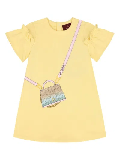 Aigner Babies' Bag-print Dress In Yellow