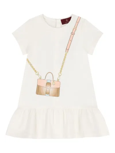 Aigner Babies' Bag-print Ruffled Dress In White