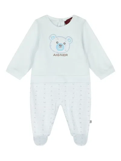 Aigner Bear-appliqué Babygrow In Blue
