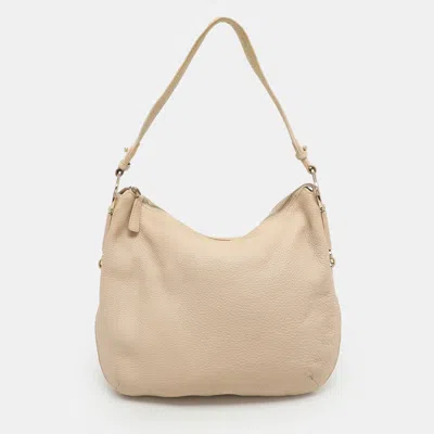 Pre-owned Aigner Beige Leather Hobo In Sand