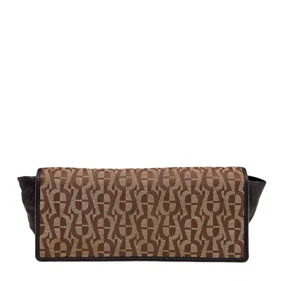 Aigner Beige/brown Signature Canvas And Leather Flap Continental Wallet In Sand
