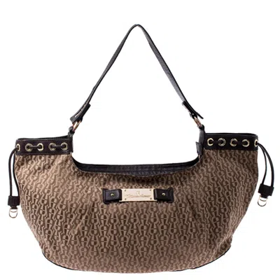 Aigner Beige/brown Signature Canvas And Leather Shoulder Bag