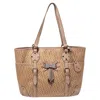 AIGNER BEIGE/PINK SIGNATURE COATED CANVAS AND LEATHER BOW TOTE