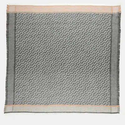Pre-owned Aigner Black Cellulose Mix Logo Scarf Black
