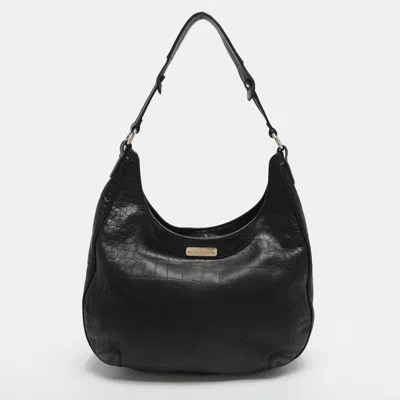 Pre-owned Aigner Black Croc Embossed Leather Hobo