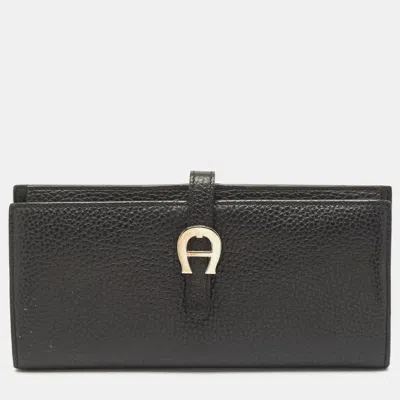 Aigner Black Leather Cybill Banknote Continental Wallet