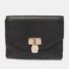 Aigner Black Leather Envelope Flap Compact Wallet In Black