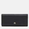Aigner Black Leather Flap Continental Wallet In Black