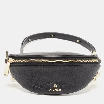 Pre-owned Aigner Black Leather Small Serena Belt Bag