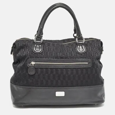 Aigner Black Monogram Canvas And Leather Front Pocket Tote